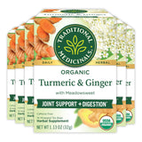 Traditional Medicinals Organic Turmeric with Meadowsweet & Ginger Herbal Tea, Supports A Healthy Response To Inflammation,16 Cou