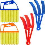 4 Pcs Venetian Blind Duster Tool - 7 Finger Blind & Shutter Cleaner Brush - Air Conditioner Duster (Orange, Blue, Red)