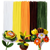 Caydo 500 Pieces Yellow Pipe Cleaners Flowers for Valentines Day Gift, Craft Chenille Stems Bulk for Creative DIY Art and Craft