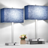 Lynnoland 21 Set of 2 Table lamp with USB A+C & AC Outlets, Touch Control 3-Way Dimmable Nightstand Lamps for Bedroom Living Roo