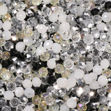 Songxi 300pcs 6mm Silver and White Glass Beads for Jewelry Making, 5 Style 3 Size Crystal Beads for Bracelets Jewelry Making, Sp