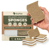 PlantBased Kitchen Sponges (6 Pack) | USDA Biobased Certified | FSC & PETA Approved | Natural Cellulose & Coconut Scrubber Spon