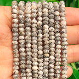 2 String 220PCS 3x5mm Natural Grey Color Speckled Beads for Jewelry Making, Songxi Facted Loose Gemstone Beads for DIY Bracelet