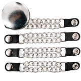 Milwaukee Leather Silver/Chrome Medallion Vest Extender - Double Chrome Chains Genuine Leather 6.5 Extension 4-PCS MLA6015SET -