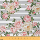 Flower Indoor Outdoor Fabric,Pink White Floral Decorative Fabric for Kids Boys,Plant Botanical Fabric by The Yard,Spring Garden