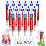 100Tubes Travel Size Toothpaste to Freshen Breath, Mini Toothpaste Bulk for Homeless Shelters, Short Business Trips, Hotel Renta
