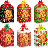 Zhanmai 24 Pcs Christmas Cookie Boxes with Window Xmas Party Treat Boxes Kraft Paper DIY Holiday Gift Containers for Christmas G