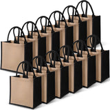 Shappy 10 Pack Burlap Tote Bag Set, Reusable Blank Jute Burlap Grocery Bag with Handle for Bridesmaid Gift Shopping DIY (Jute an