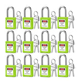BOZZYS Lockout Tagout Locks 12-Pack|OSHA Green Loto Locks Keyed Different|2 Keys/Lock for Industrial Machinery & Electrical Pane