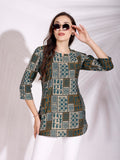 Smowkly Ethnic Kurta || Printed Cotton Kurta || Womens Casual Wear || Colorful Traditional Top || Comfortable Womens Fashion || Stylish Ethnic Clothing (1457_Olive_L)