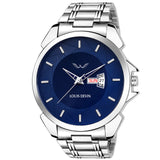 Louis Devin Analog Men'S Stainless Steel Watch (Blue Dial Silver Colored Strap)