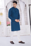 Divisive Men'S Thread Embroidered Cotton Only Slim Fit Kurta (Dkrt637_Xxxl_Turquoise)