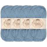 JubileeYarn Baby Soft Bamboo Cotton Yarn - 50g/Skein - Faded Glacier Blue - 4 Skeins