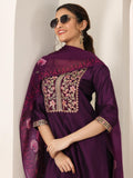 Libas Women'S Silk Blend Kurta Sets (99191_Burgundy_Xxl)