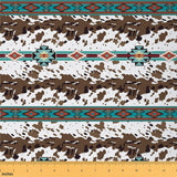 Feelyou Green Southwestern Upholstery Fabric for Chairs 1 Yard Cow Print Fabric by The Yard Geometric Tribal Native American Ind