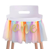 CANTLY Rainbow High Chair Banner for 1st Birthday - Unicorn Theme Party Decoration with Tulle Tutu, Adjustable One Pennant, 80