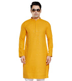 Divisive Men'S Sequince Embroidered Cotton Blend Only Kurta (Dkrt1_Xxxl_Yellow)