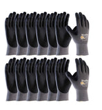 ATG 34874 Maxiflex Ultimate Nylon, MicroFoam Nitrile Grip Gloves Black/Gray XLarge 12 Pairper Pack
