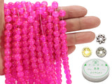 ZHFMLY 450pcs Rose Crackle Glass Beads Handcrafted Round Lampwork Smooth Loose Beads for Bracelet & DIY Jewelry Making 8mm