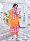 Gosriki Women'S Cotton Blend Straight Printed Kurta With Pant & Dupatta (Tiguna-Pink-Nds-Gs_S_Pink_Small),Pink,,B0CNXST1XW