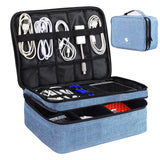 Travel Electronics Organizer, Waterproof Cable Organizer Bag for Electronic Accessories Double Layer Large Shockproof Cable Stor