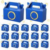 Affrolling 32 Pcs Dark Blue Party Favor Treat Boxes Bulk Hedgehog Theme Paper Gold Ring Print Gable Box with Handles Hedgehog Ea