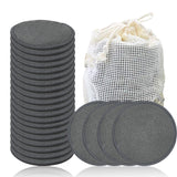 Minasuki 24 Packs Reusable Cotton Rounds - Washable Bamboo Charcoal Makeup Remover Pads, Soft Reusable Face Pads for All Skin Ty