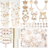 DoDoBeads 60 Pcs Junk Socks Charms Kit, Gold Brooches and Pins for Women, Pearl and Rhinestone Sock Charms with Safety Pins, DIY