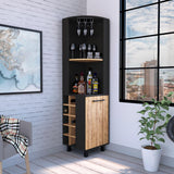 Kaia Corner Bar Cabinet -Living Room -Black / Pine