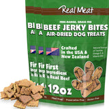 Real Meat Dog Treats - Three 12oz Bag of Bite-Sized Air-Dried Beef Jerky for Dogs - Grain-Free Jerky Pet Treats with 95% Free-Ra