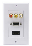 zdyCGTime 3RCA+HDMI+VGA Wall Plate HDMI Component Composite Audio Video Wall Outlet Mount Socket Face Plate Panel Cover White(3R