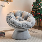 Papasan Chair with Cushion and Frame, 360 Swivel Accent Chair, Comfy Chenille Upholstered Round Modern Oversized Reading Lounger