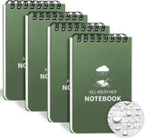 Waterproof Notebook, 4 Pack Pocket Notepad, 3inch x 5 TopSpiral NotePad Green