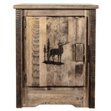 Montana Woodworks Homestead Collection Accent Cabinet With Laser Engraved Elk Design, Left Hinged, Stain & Clear, Stained & Clea