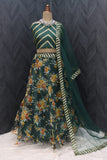 Fashion Basket Women'S Floral Organza Semi Stitched Green Lehenga Choli Green Free Size Fb-Lh-L8097-Green