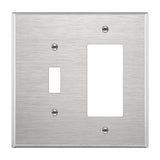 ENERLITES Combination Toggle Light Switch or Decorator Switch Metal Wall Plate, Corrosive Resistant, Mid-Size 2-Gang 4.88 x 4.92