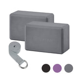Gaiam Yoga Block 2 Pack & Yoga Strap Set - Yoga Blocks with Strap, Pilates & Yoga Props to Help Extend & Deepen Stretches, Yoga