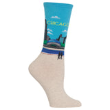Hot Sox WomenS Fashion Travel Crew Socks, Smart Frenchie (Light Blue), Shoe 410/Sock Size 911