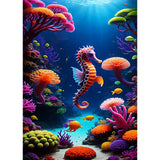 Ecdivjs Seahorse Diamond Art Kits for Adults,5D Diamond Painting Kits Seahorse for Adults,DIY Marine Life Gem Art Painting Kits