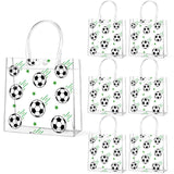 24Pcs Soccer Clear PVC Gift Bags With Handles Bulk 8 x 8 x 3 In Sport Theme Goodie Treat Candy Bags Soccer Team Present Wrap Tot