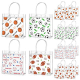 Aliceset 20 Pcs Sport Party Clear Favor Bags with Handles Sport Themed Treat Bags Baseball Soccer Basketball Football Party Deco