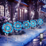Brightown Large Snowflake Lights Outdoor, 10-Pack 34 Christmas Pathway Lights Decorations for Yard, 8 Modes Sidewalk Marker Stak