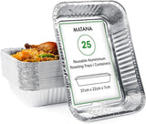 MATANA Aluminum Pans 9x13 Disposable Baking Tin Foil Pan (25 Pack) Half Size Deep Steam Table Pan, Heavy Duty Aluminum Tray for