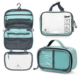 Toiletry Bag Kit Set: Hanging Travel Toiletry Bag + Makeup Bag with Brush Holder + Ultralight Accessory Organizer Pouch (Dusty T