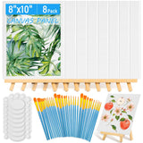 54 Pack Canvas with Easel Set 8 x 10 Inch Canvas Boards with Wooden Easels, Paint Brushes Canvas Panel Painting Kit for Acrylic