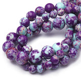 Chicager Natural Stone Beads for Jewelry Making,6mm Purple-Blue Imperial Jasper Polished Smooth Round Gemstone Beads for Bracele