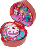 Polly Pocket Mattel 80th Anniversary Compact Playset, Jewelry Box with Doll, Balloon Pet, and Wearable Ring, Ring Box with Celeb