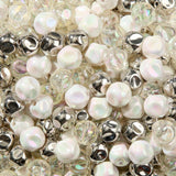 BERMRO 16mm Acrylic Beads 100pcs White&Sliver Focal Bead Chunk Bubblegum Beads for DIY Crafting Necklace Bracelet Jewelry Making