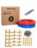 EFIELD 1/2 Inch 2 x 100 ft (200 Ft) Pex-b Pipe/Tubing, 30 Pcs 1/2-inch Barb Crimp Brass Fittings, 100 Pcs Stainless Steel Cinch