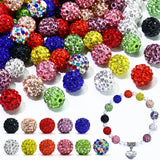 Dowarm 110PCS 10MM Rhinestone Beads for Jewelry Making, Mix 11 Colors Round Polymer Clay Crystal Beads for Crafts Bracelet Neckl